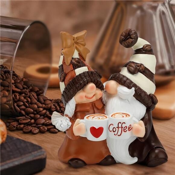 Coffee Gnomes Decor Coffee Bar Accessories Home Tiered Tray Table Ornaments Gift - Picture 5 of 7